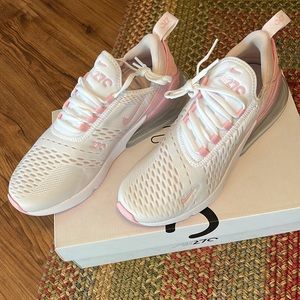 Nike Air Max 270 White and Pink Athletic Shoes